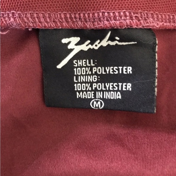 Zashi Sheer Overlay Lined Skirt -Ruby Floral Pattern Beaded Hem- Size M MEDIUM - Picture 13 of 13